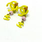 CHANEL A21871 03S Coco Mark Double-Strand Metal Earrings, Women's, Yellow