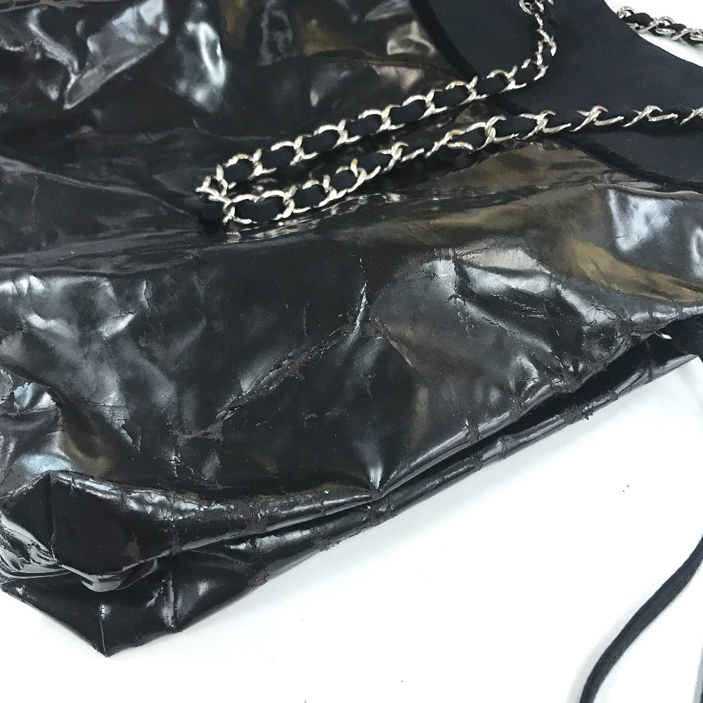 CHANEL Shoulder Tote Bag, Chain Shoulder Bag, Enamel, Women's, Black