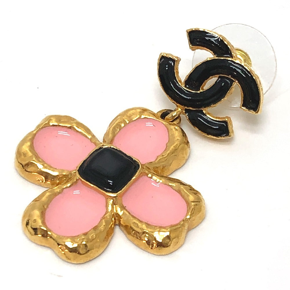 CHANEL L23 ココマーク フラワー ジュエリー アクセサリー 耳飾り ピアス メタル レディース ピンク×ブラック ゴールド