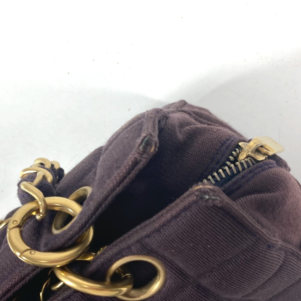 CHANEL CC ロゴ ココマーク チョコバー Wチェーン カバン 肩掛け ショルダーバッグ ジャージ レディース パープル