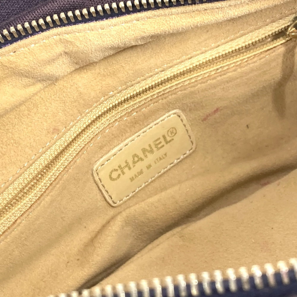 CHANEL CC ロゴ ココマーク チョコバー Wチェーン カバン 肩掛け ショルダーバッグ ジャージ レディース パープル