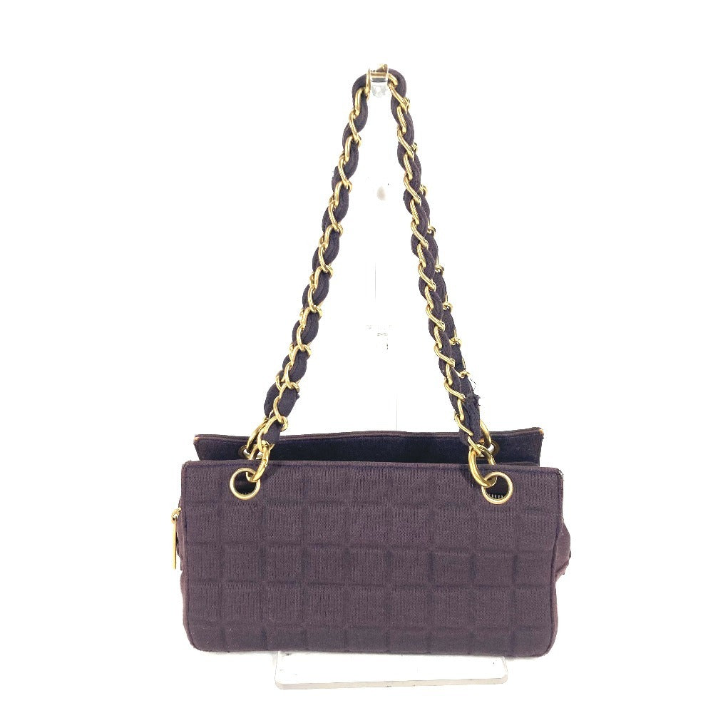 CHANEL CC ロゴ ココマーク チョコバー Wチェーン カバン 肩掛け ショルダーバッグ ジャージ レディース パープル