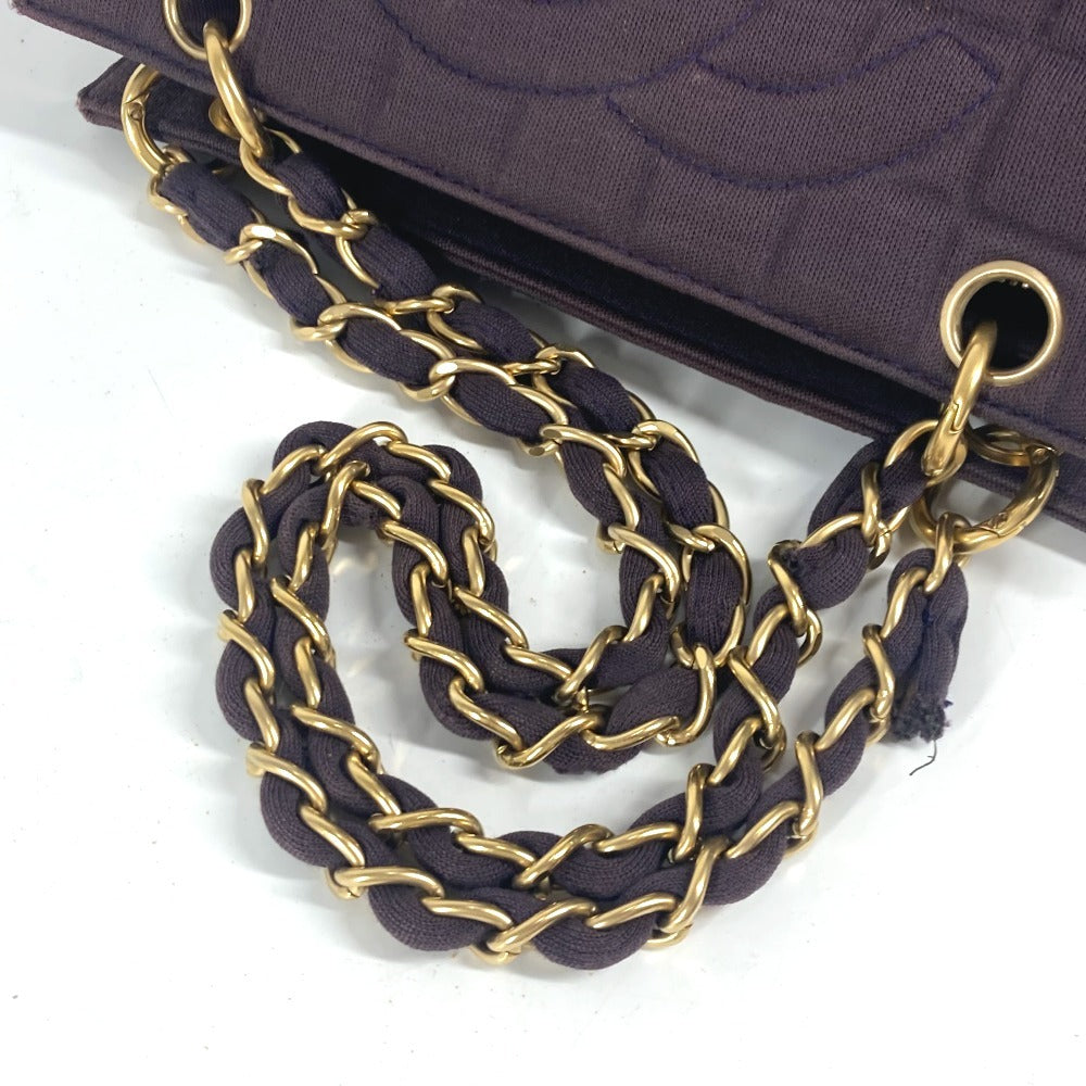 CHANEL CC ロゴ ココマーク チョコバー Wチェーン カバン 肩掛け ショルダーバッグ ジャージ レディース パープル