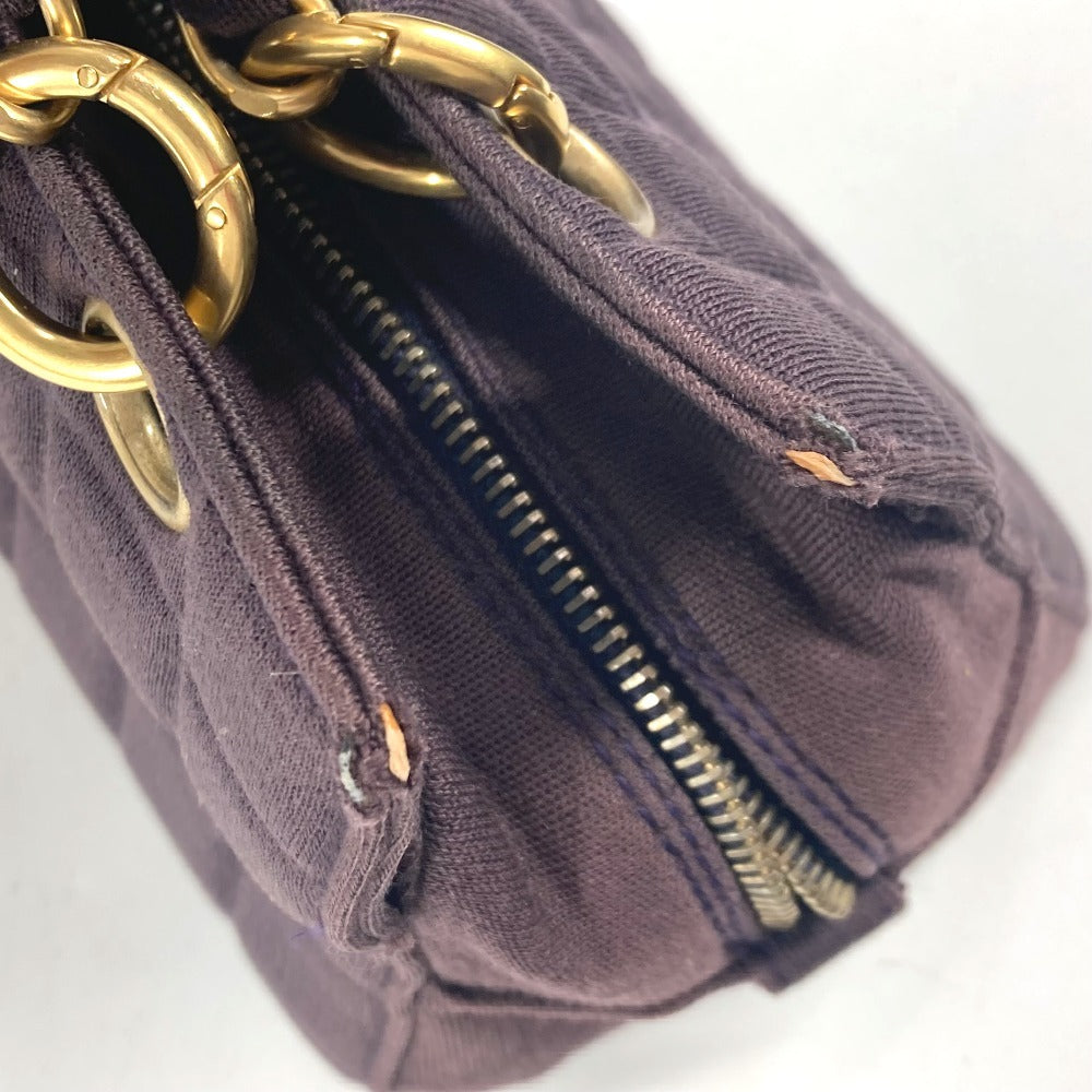 CHANEL CC ロゴ ココマーク チョコバー Wチェーン カバン 肩掛け ショルダーバッグ ジャージ レディース パープル