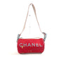 CHANEL スポーツ バイカラー ロゴ 筒形 肩掛け ハンドバッグ ラバー レディース レッド