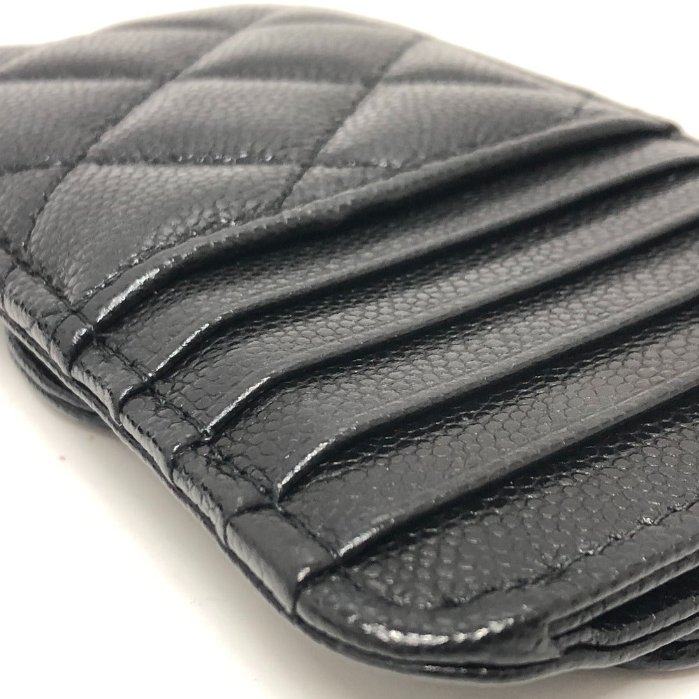 CHANEL AP2570 ココマーク マトラッセ クラシック ジップ カードケース コインケース 財布 ウォレット 小銭入れ コインケース キャビアスキン レディース ブラック
