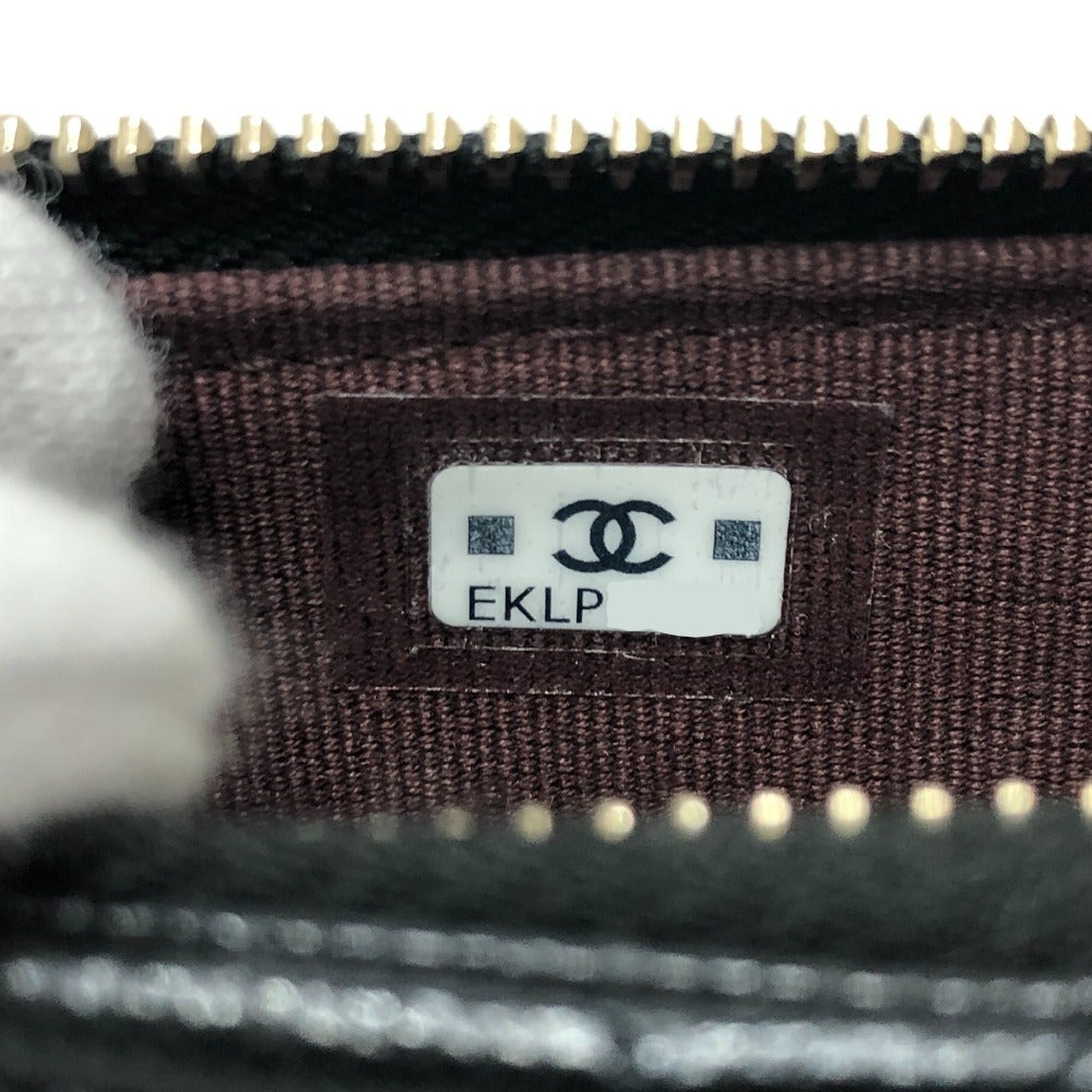 CHANEL AP2570 ココマーク マトラッセ クラシック ジップ カードケース コインケース 財布 ウォレット 小銭入れ コインケース キャビアスキン レディース ブラック