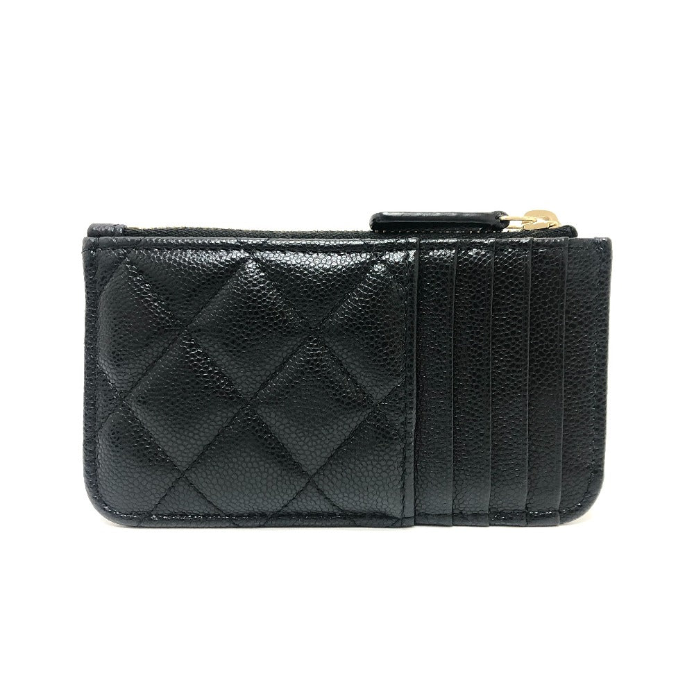 CHANEL AP2570 ココマーク マトラッセ クラシック ジップ カードケース コインケース 財布 ウォレット 小銭入れ コインケース キャビアスキン レディース ブラック