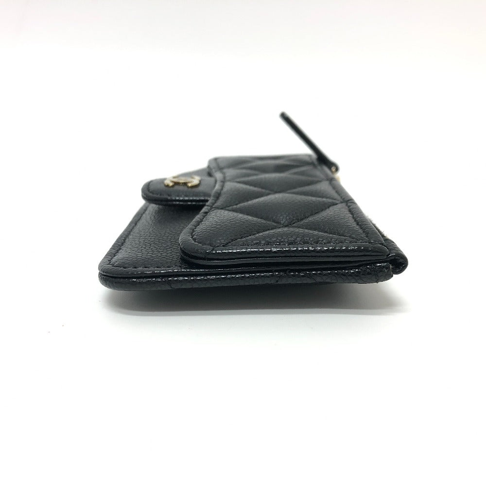 CHANEL AP2570 ココマーク マトラッセ クラシック ジップ カードケース コインケース 財布 ウォレット 小銭入れ コインケース キャビアスキン レディース ブラック