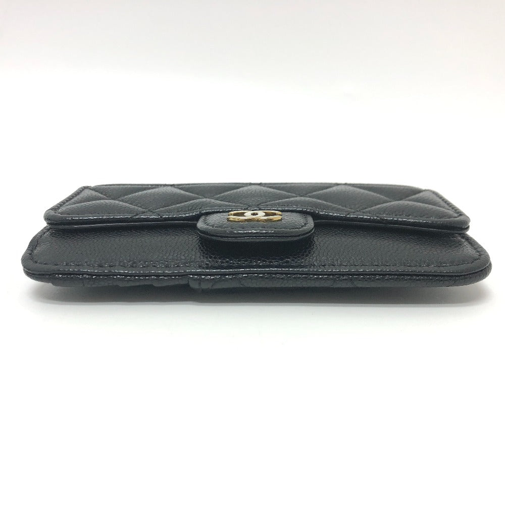 CHANEL AP2570 ココマーク マトラッセ クラシック ジップ カードケース コインケース 財布 ウォレット 小銭入れ コインケース キャビアスキン レディース ブラック