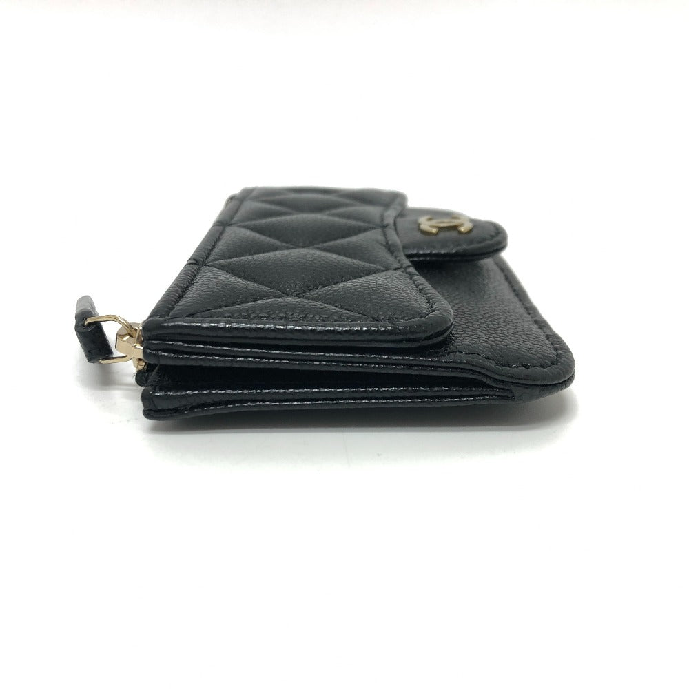 CHANEL AP2570 ココマーク マトラッセ クラシック ジップ カードケース コインケース 財布 ウォレット 小銭入れ コインケース キャビアスキン レディース ブラック