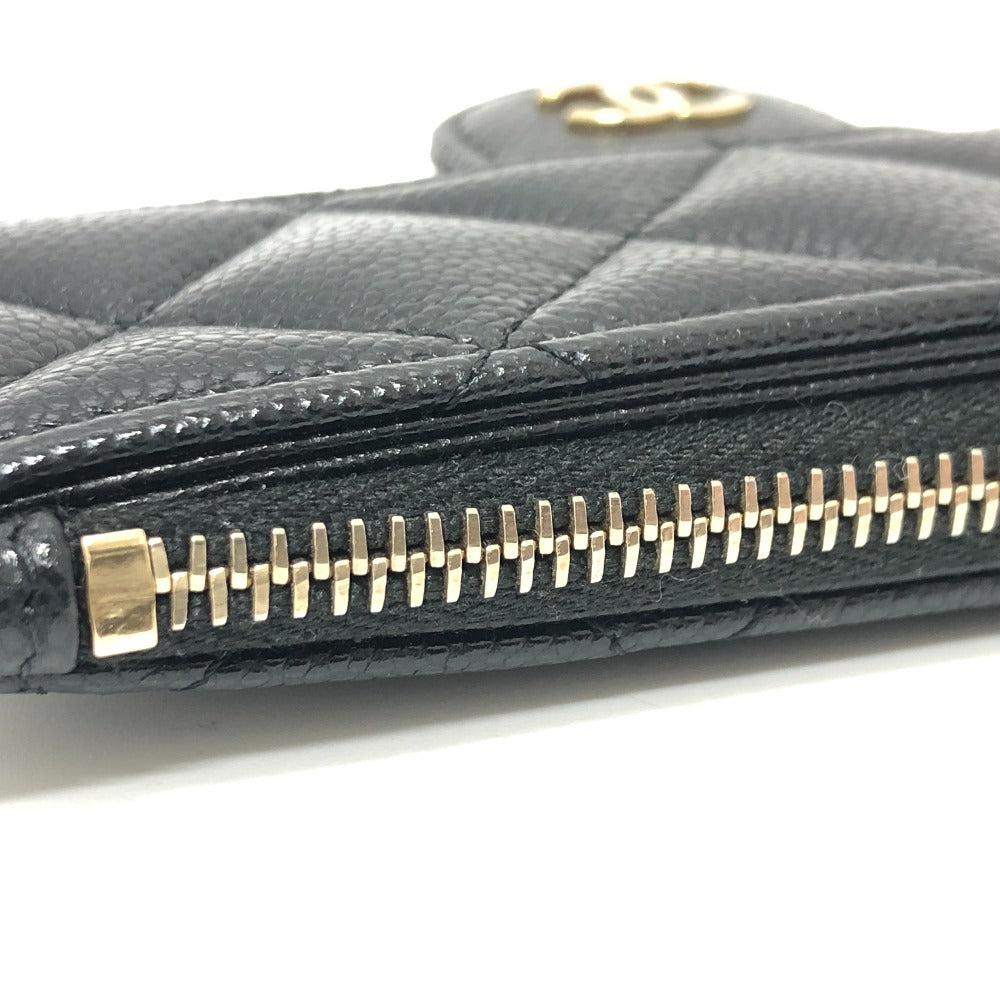 CHANEL AP2570 ココマーク マトラッセ クラシック ジップ カードケース コインケース 財布 ウォレット 小銭入れ コインケース キャビアスキン レディース ブラック