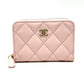 CHANEL AP0216 Matelasse Classic Zip Coin Purse, Caviar Leather, Women's, Pink