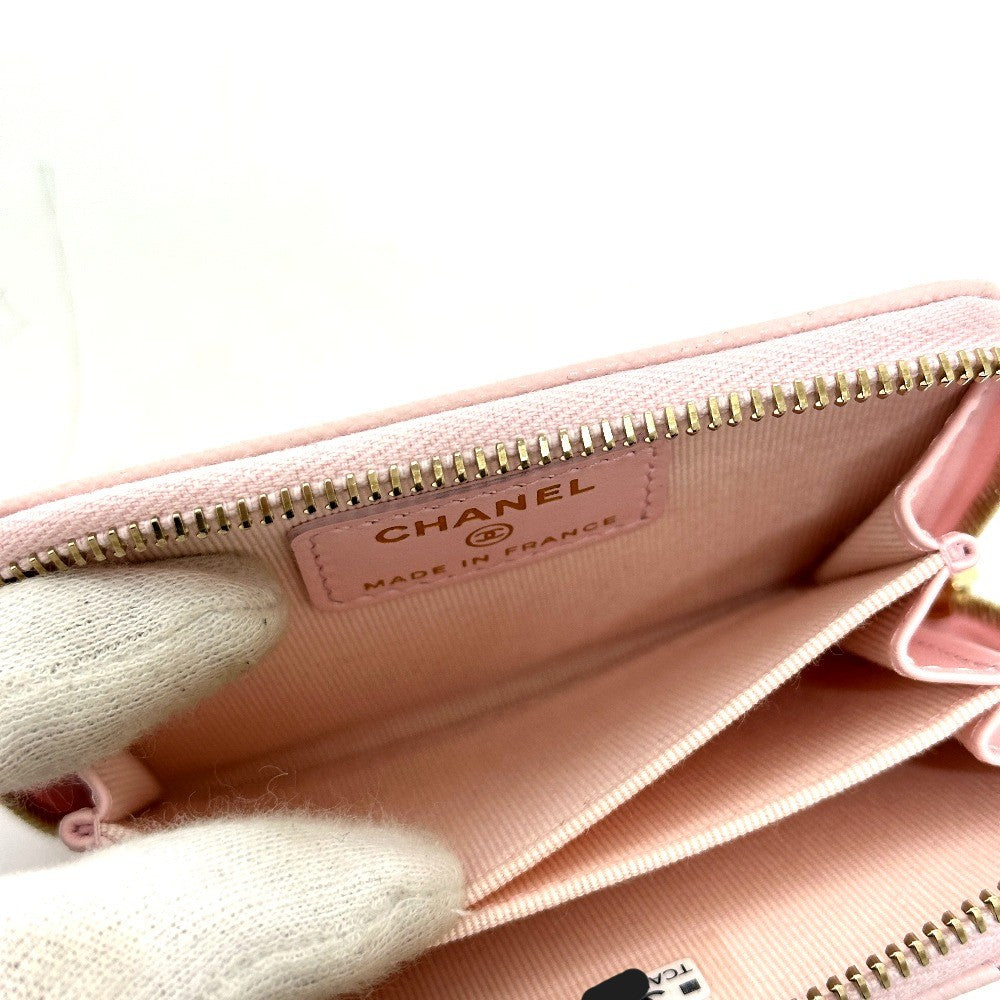 CHANEL AP0216 Matelasse Classic Zip Coin Purse, Caviar Leather, Women's, Pink