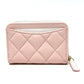 CHANEL AP0216 Matelasse Classic Zip Coin Purse, Caviar Leather, Women's, Pink
