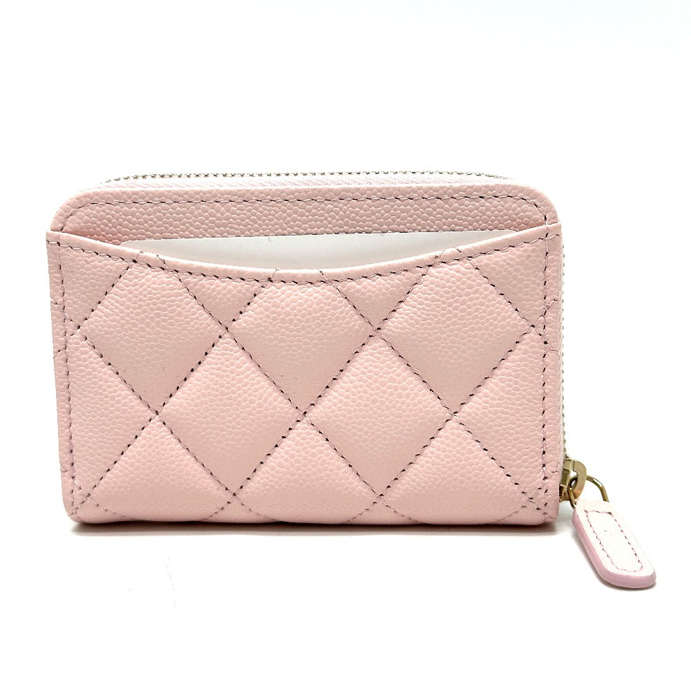 CHANEL AP0216 Matelasse Classic Zip Coin Purse, Caviar Leather, Women's, Pink