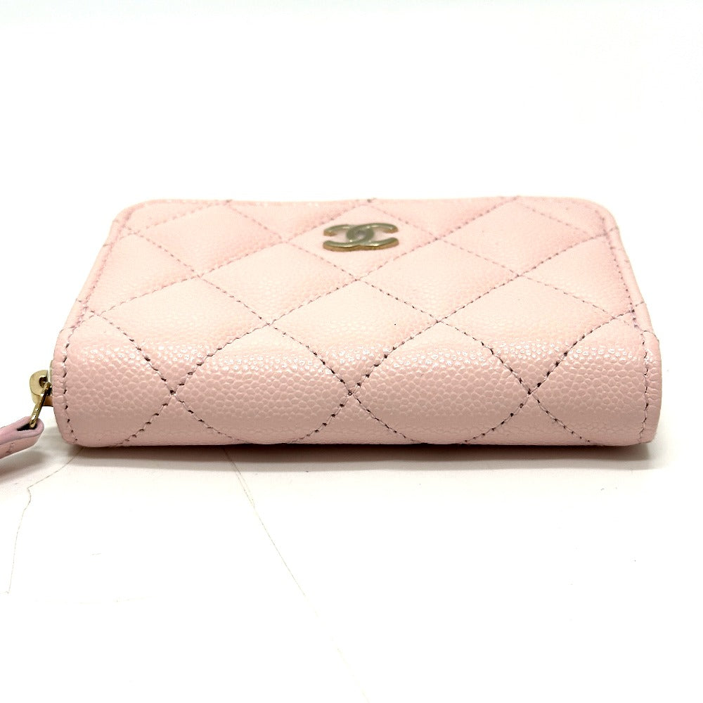 CHANEL AP0216 Matelasse Classic Zip Coin Purse, Caviar Leather, Women's, Pink