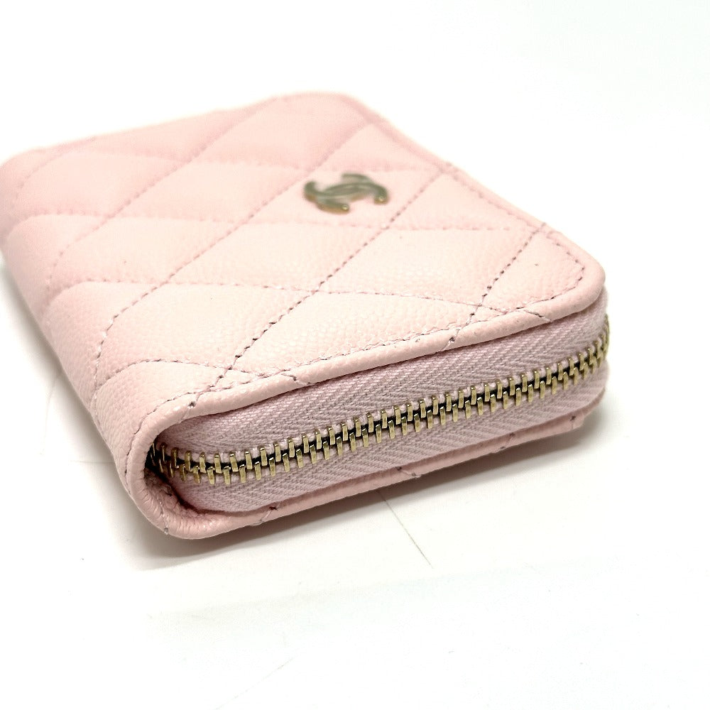 CHANEL AP0216 Matelasse Classic Zip Coin Purse, Caviar Leather, Women's, Pink