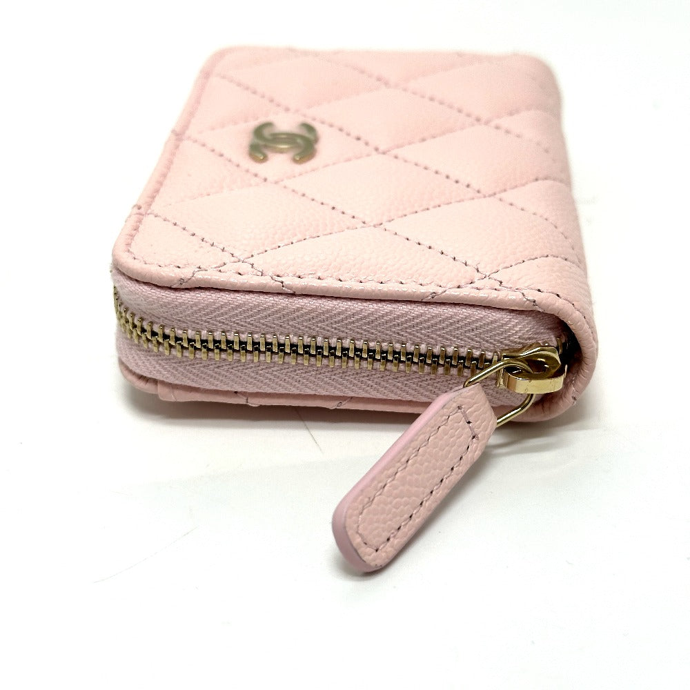 CHANEL AP0216 Matelasse Classic Zip Coin Purse, Caviar Leather, Women's, Pink
