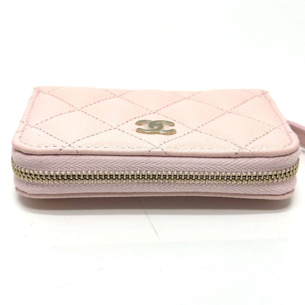 CHANEL AP0216 Matelasse Classic Zip Coin Purse, Caviar Leather, Women's, Pink