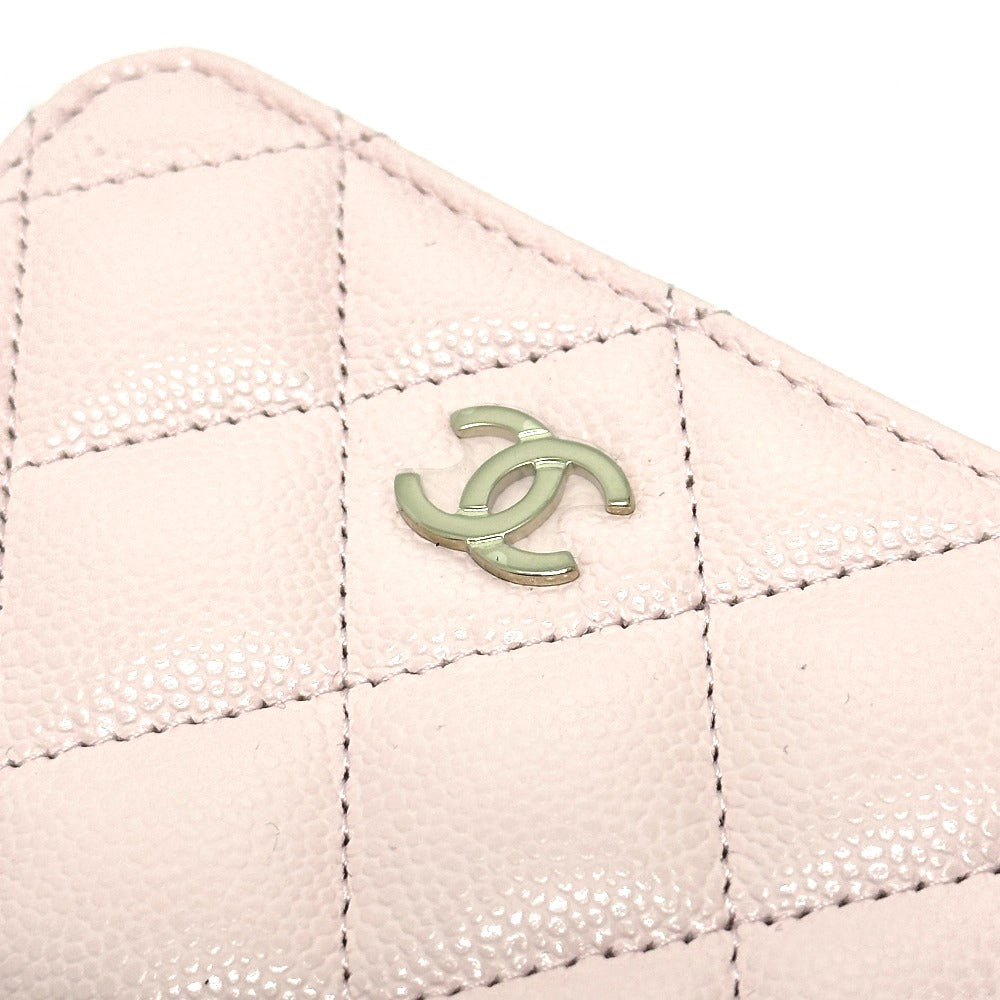 CHANEL AP0216 Matelasse Classic Zip Coin Purse, Caviar Leather, Women's, Pink
