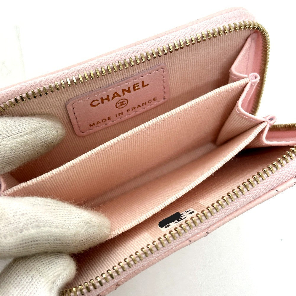 CHANEL AP0216 Matelasse Classic Zip Coin Purse, Caviar Leather, Women's, Pink