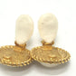 CHANEL vintage CC CC Mark logo Chain & Faux Pearl Clip-on Earrings Metal Gold Used