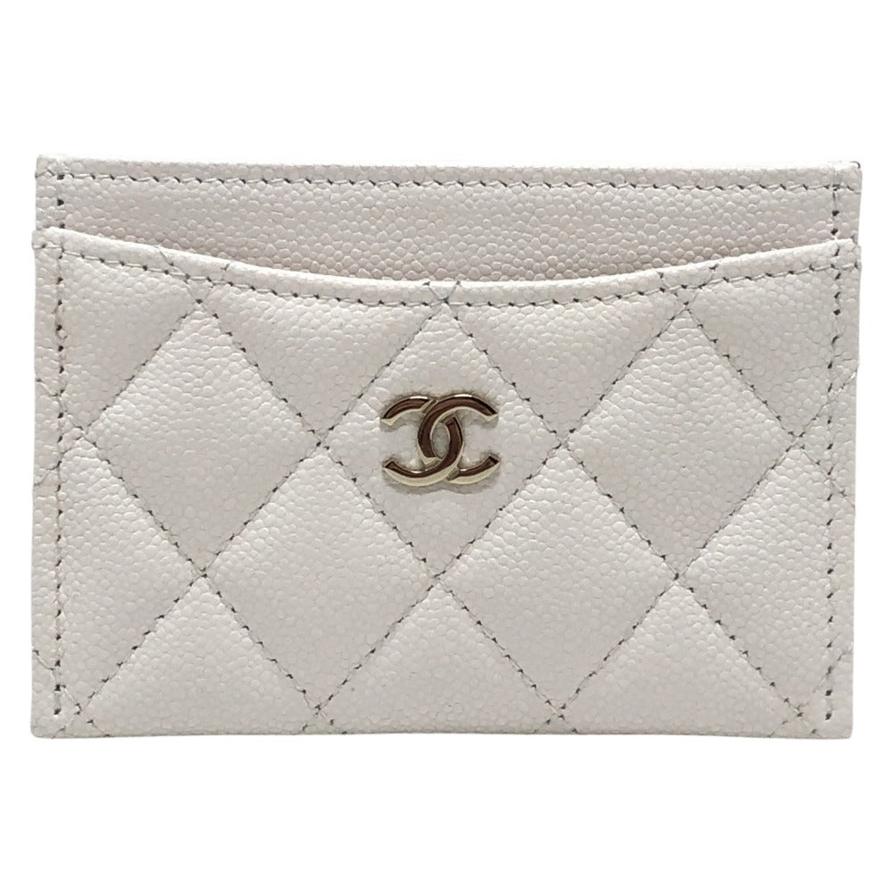 CHANEL AP0213 ココマーク クラシック ゴールド金具 キャビアスキン 小物 カードケース キャビアスキン レディース ホワイト