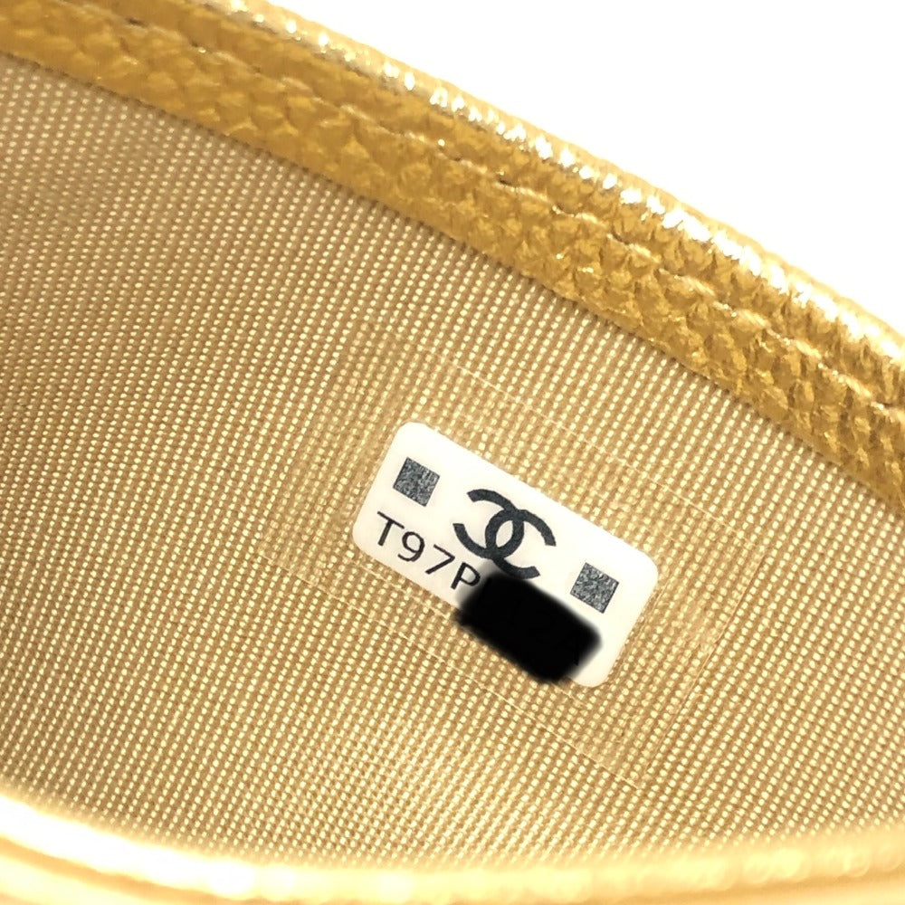 CHANEL AP0213 ココマーク クラシック マトラッセ キャビアスキン 小物 カードケース キャビアスキン レディース ゴールド