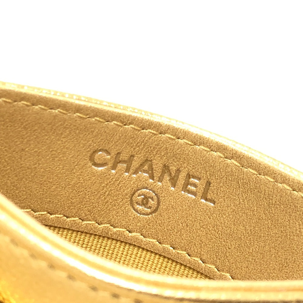 CHANEL AP0213 ココマーク クラシック マトラッセ キャビアスキン 小物 カードケース キャビアスキン レディース ゴールド