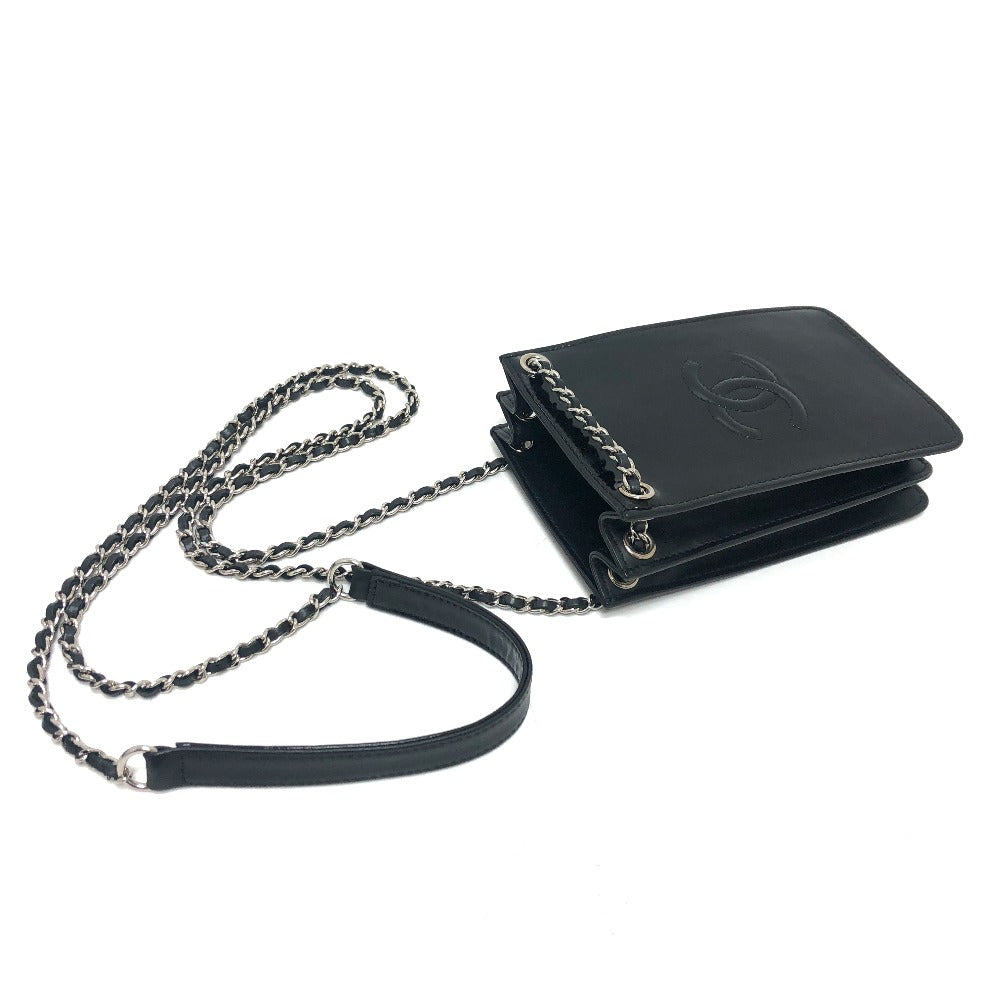 CHANEL Coco Mark Pouch Chain Shoulder Bag Enamel Women's Black