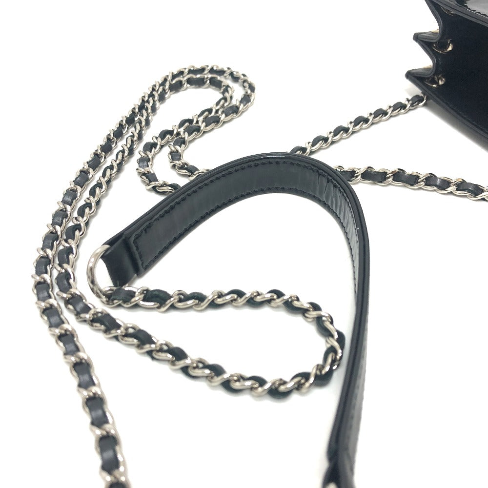 CHANEL Coco Mark Pouch Chain Shoulder Bag Enamel Women's Black
