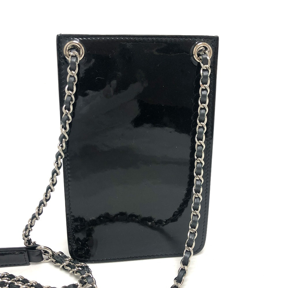 CHANEL Coco Mark Pouch Chain Shoulder Bag Enamel Women's Black