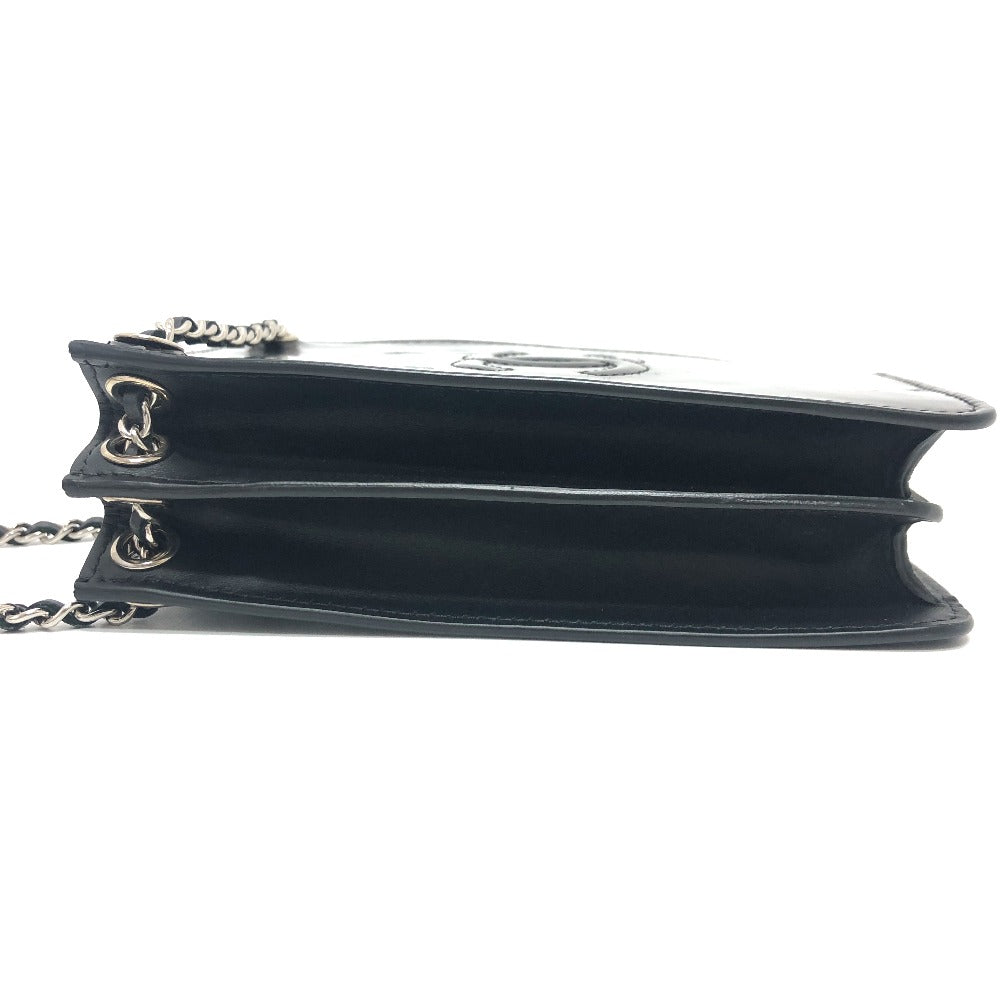 CHANEL Coco Mark Pouch Chain Shoulder Bag Enamel Women's Black