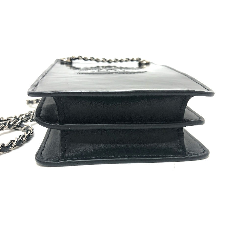 CHANEL Coco Mark Pouch Chain Shoulder Bag Enamel Women's Black