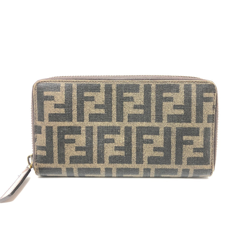FENDI 7M0174 ロングウォレット ズッカ ラウンドファスナー長財布 長財布 PVC/レザー メンズ ブラウン