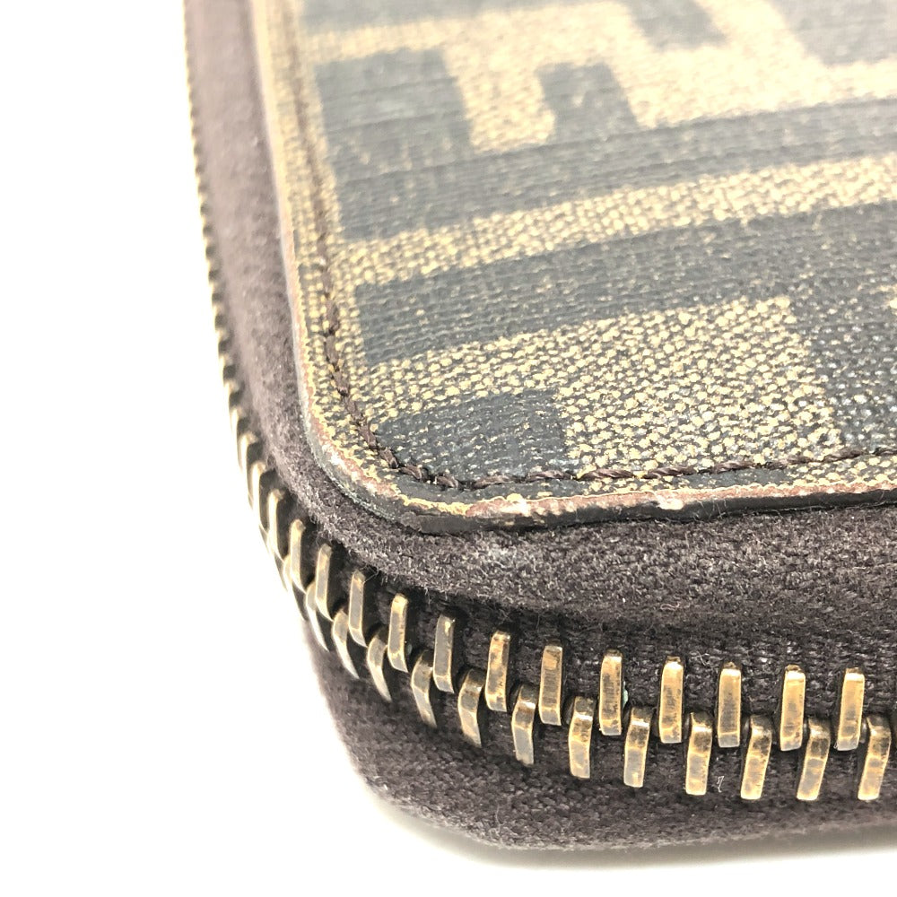 FENDI 7M0174 ロングウォレット ズッカ ラウンドファスナー長財布 長財布 PVC/レザー メンズ ブラウン