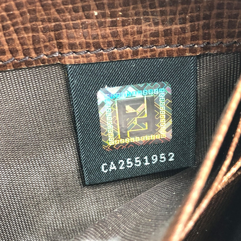 FENDI 7M0174 ロングウォレット ズッカ ラウンドファスナー長財布 長財布 PVC/レザー メンズ ブラウン