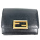 FENDI 8M0395 ロゴ コンパクトウォレット 3つ折り財布 レザー レディース ブラック