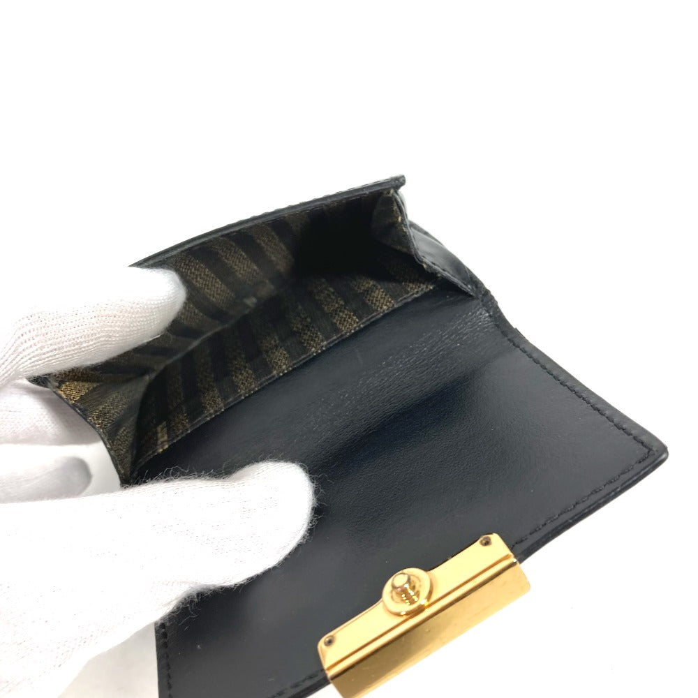 FENDI 8M0395 ロゴ コンパクトウォレット 3つ折り財布 レザー レディース ブラック