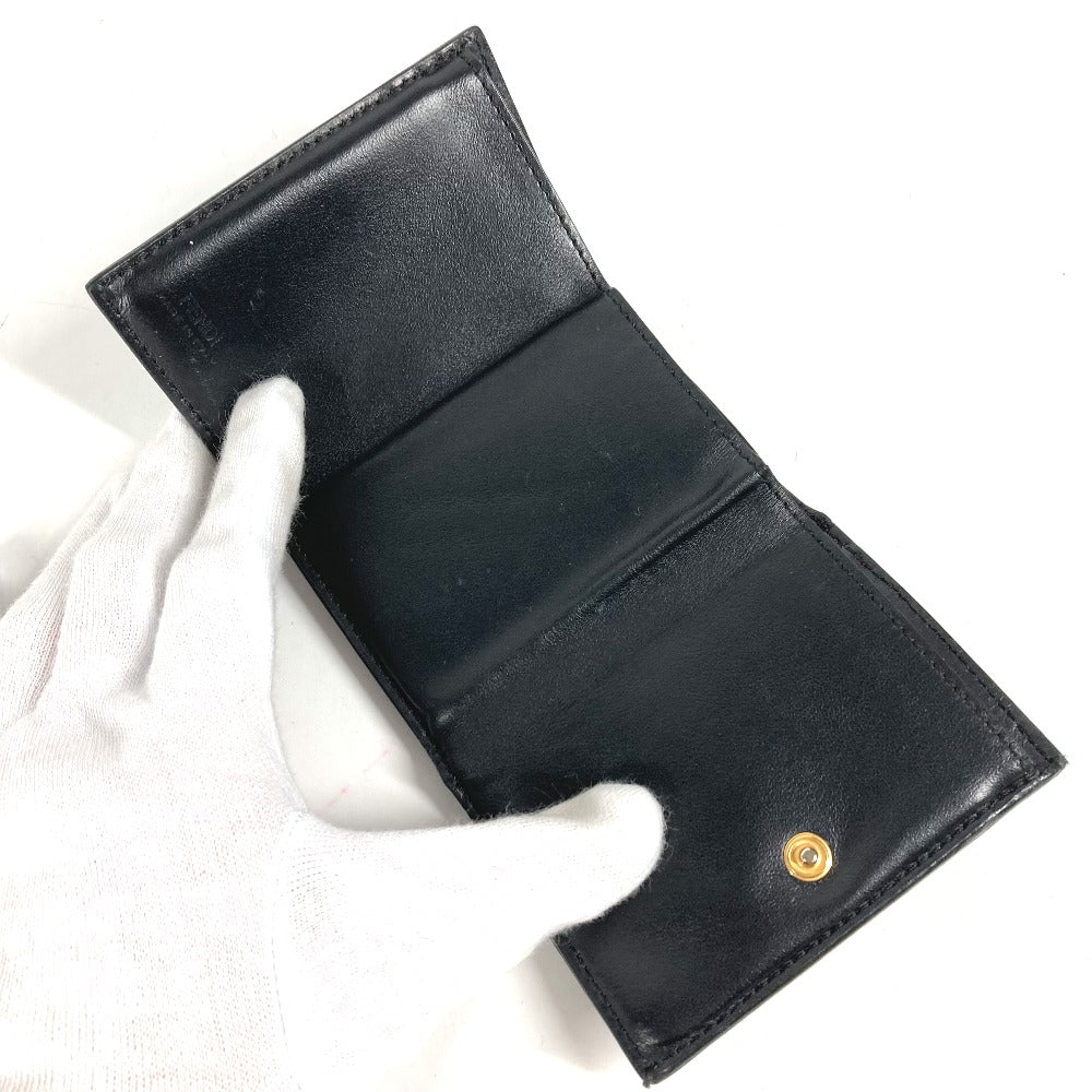 FENDI 8M0395 ロゴ コンパクトウォレット 3つ折り財布 レザー レディース ブラック