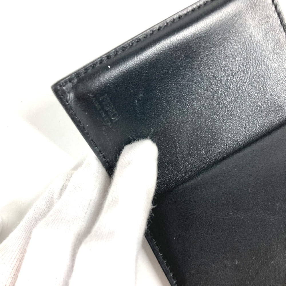 FENDI 8M0395 ロゴ コンパクトウォレット 3つ折り財布 レザー レディース ブラック