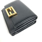 FENDI 8M0395 ロゴ コンパクトウォレット 3つ折り財布 レザー レディース ブラック