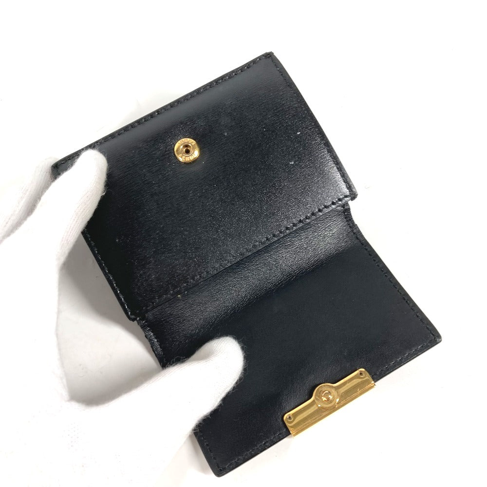 FENDI 8M0395 ロゴ コンパクトウォレット 3つ折り財布 レザー レディース ブラック