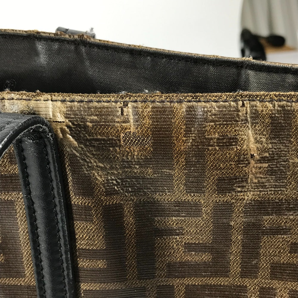FENDI 8BH348 ズッカ カバン ショルダーバッグ 肩掛け トートバッグ PVC メンズ ブラウン