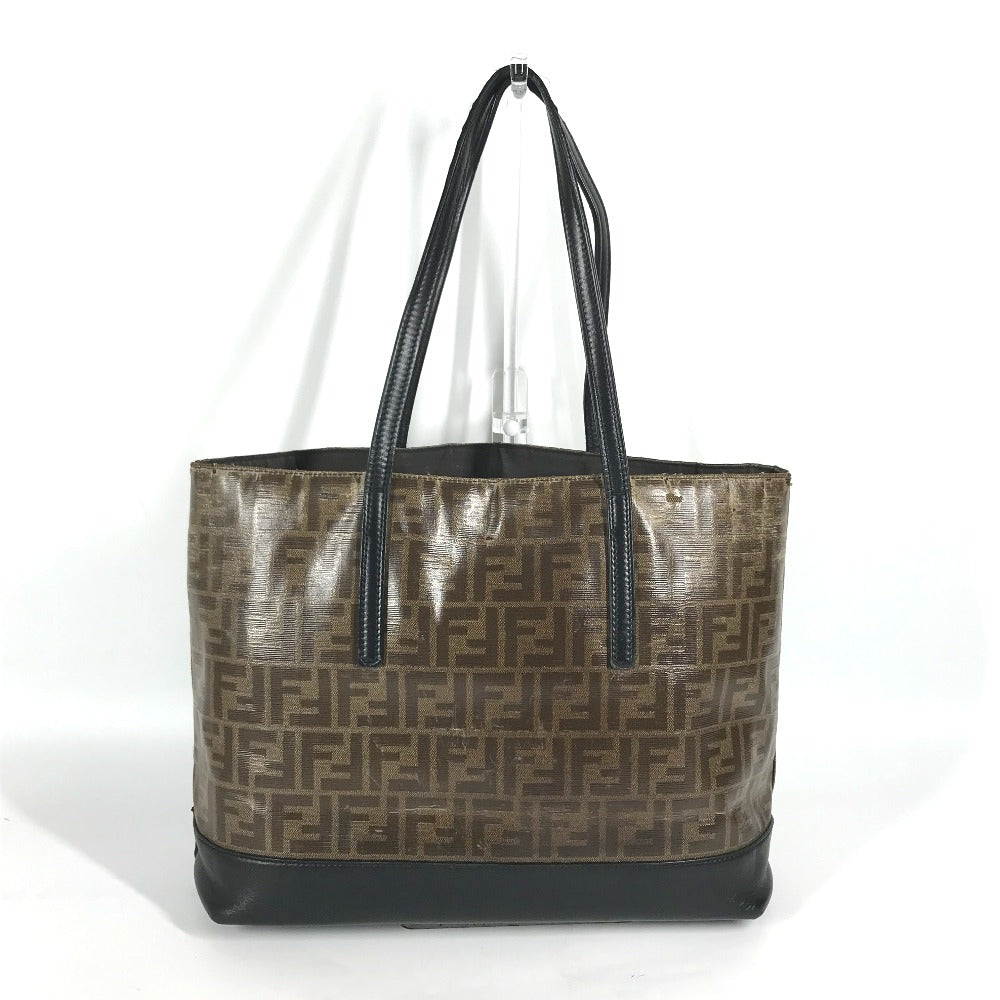 FENDI 8BH348 ズッカ カバン ショルダーバッグ 肩掛け トートバッグ PVC メンズ ブラウン