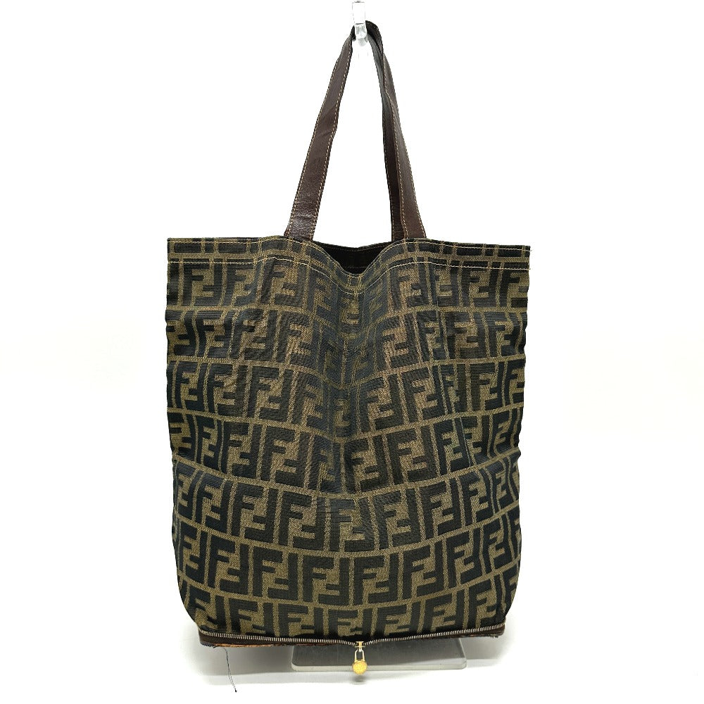 FENDI ZUCCA Pattern Foldable Bag Eco Bag Tote Bag Leather/Canvas Women's Brown