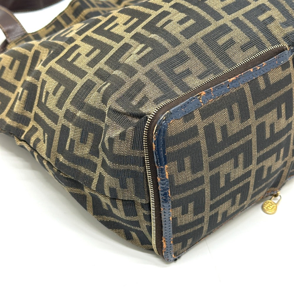 FENDI ZUCCA Pattern Foldable Bag Eco Bag Tote Bag Leather/Canvas Women's Brown