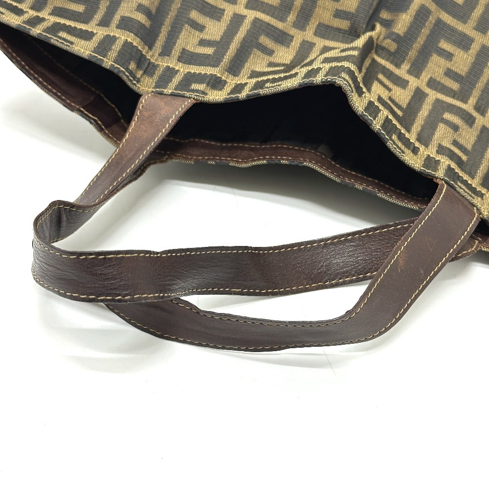 FENDI ZUCCA Pattern Foldable Bag Eco Bag Tote Bag Leather/Canvas Women's Brown