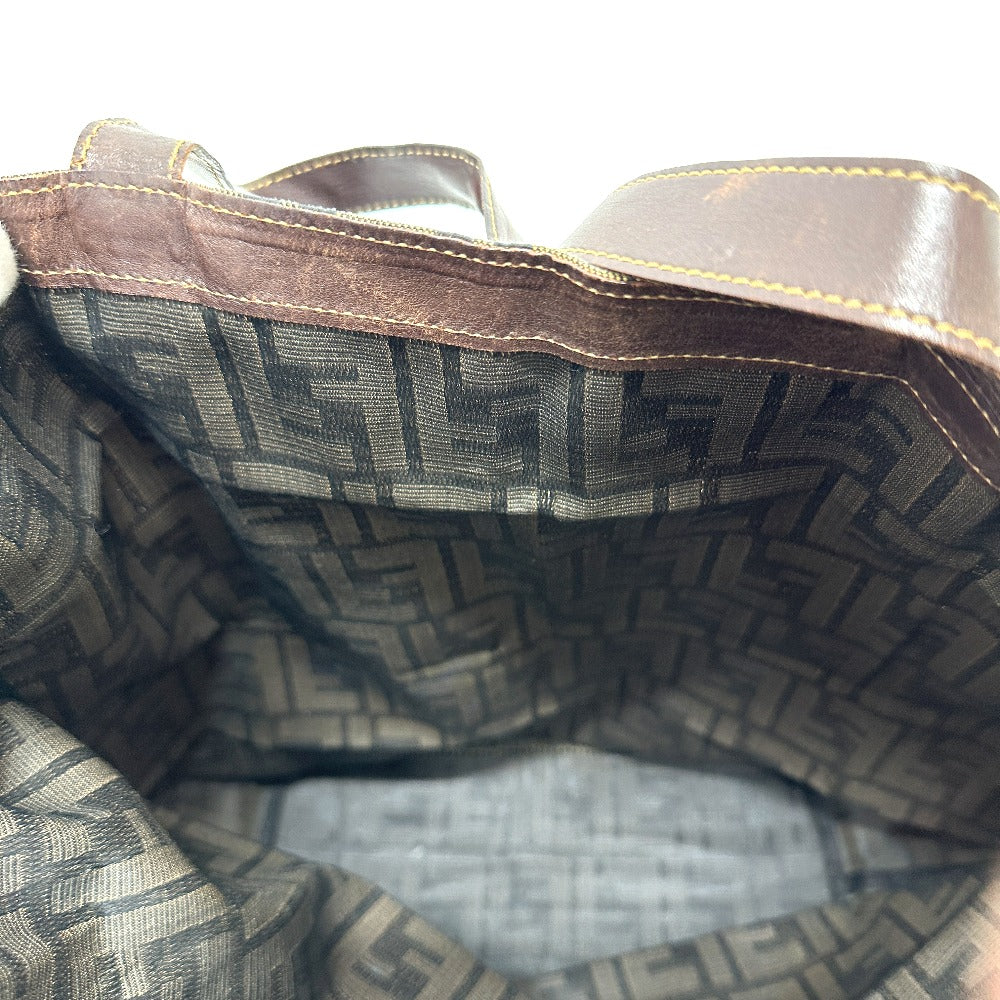 FENDI ZUCCA Pattern Foldable Bag Eco Bag Tote Bag Leather/Canvas Women's Brown